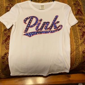 Never Worn White Red & Blue Tee From VS PINK!